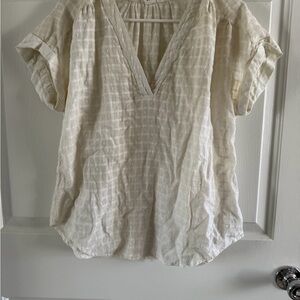 Women's Cream V-Neck Top